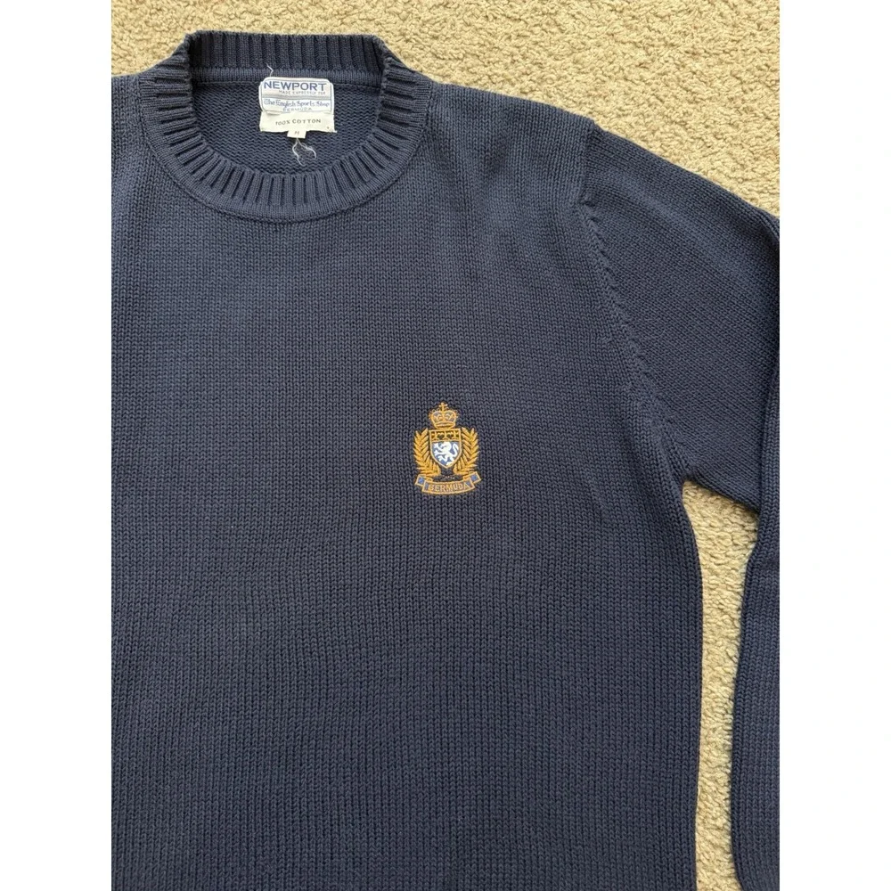 Vintage 90s Newport Bermuda Pullover Knit Mens Sweater Large Navy Sports Shop‎